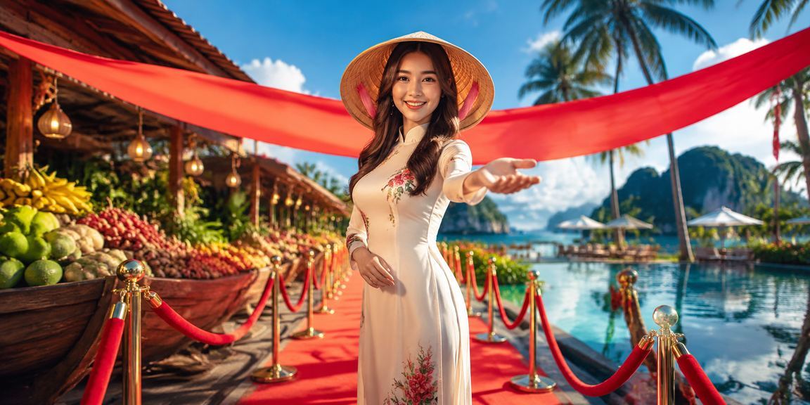Người phụ nữ đội nón lá sử dụng điện thoại cá cược tại vùng sông Mekong