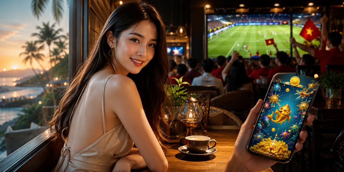 Người chơi trải nghiệm casino trên điện thoại tại quán cà phê Phú Quốc